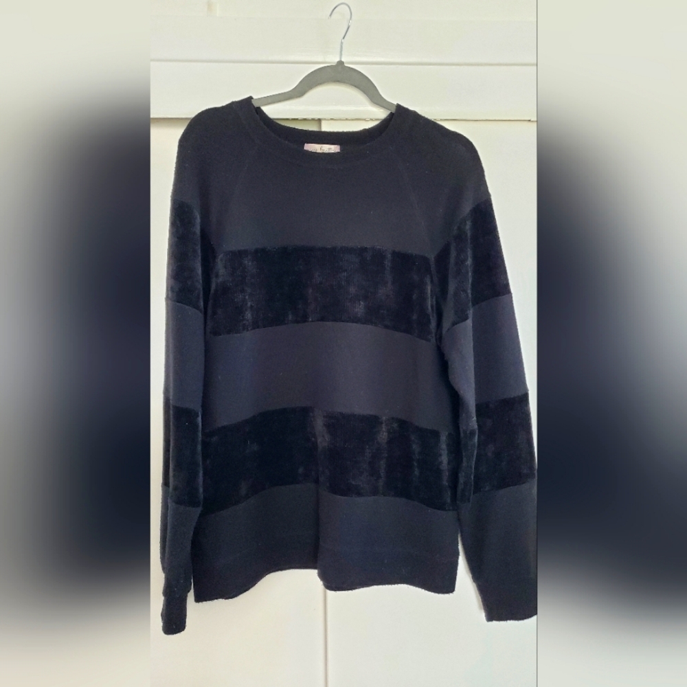 Mixed Material Striped Top